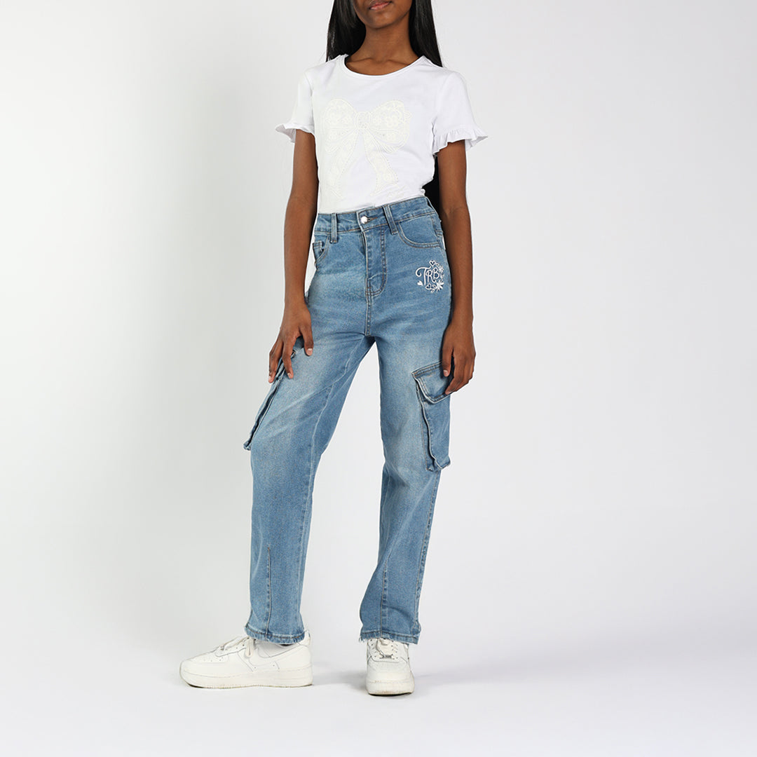 TRB Girls Mid Blue Jeans