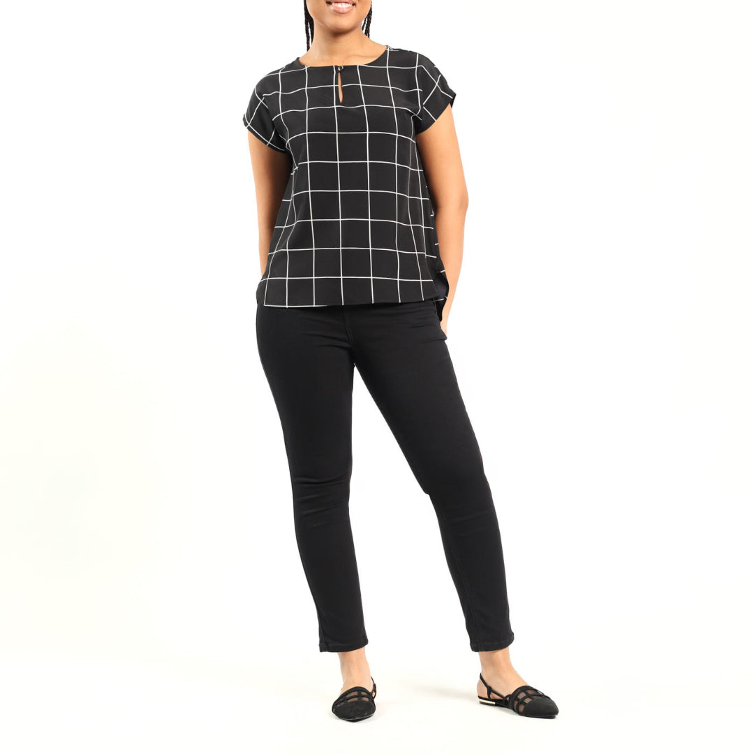 Alora Ladies Blk/Wht Top