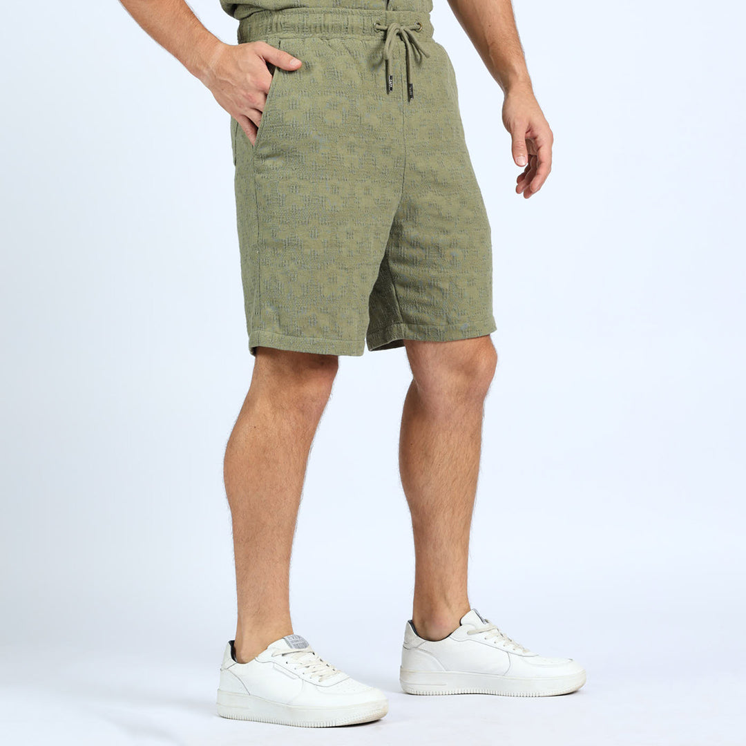 MENS ZAFF OLIVE WOVEN SHORTS