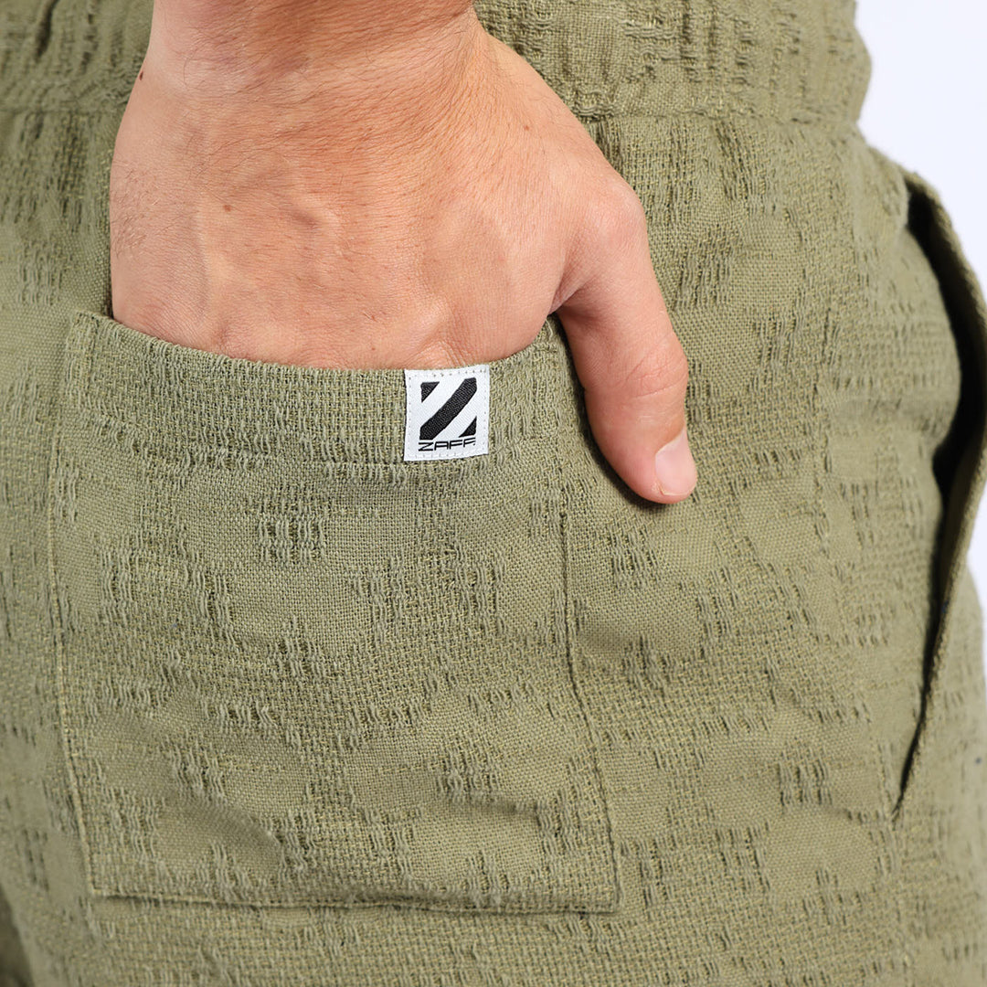 MENS ZAFF OLIVE WOVEN SHORTS