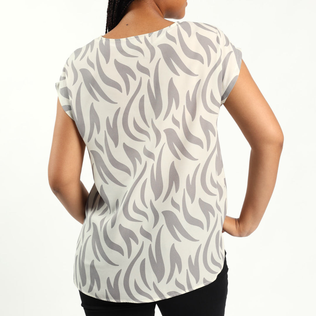 Alora Ladies Gry/Cream Top