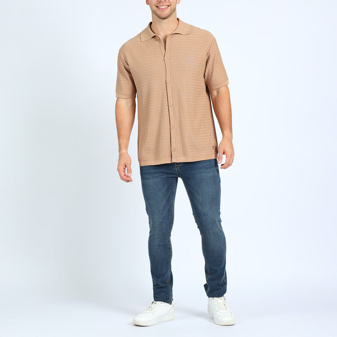 MENS ZAFF TAUPE SHORT SLEEVE SHIRT