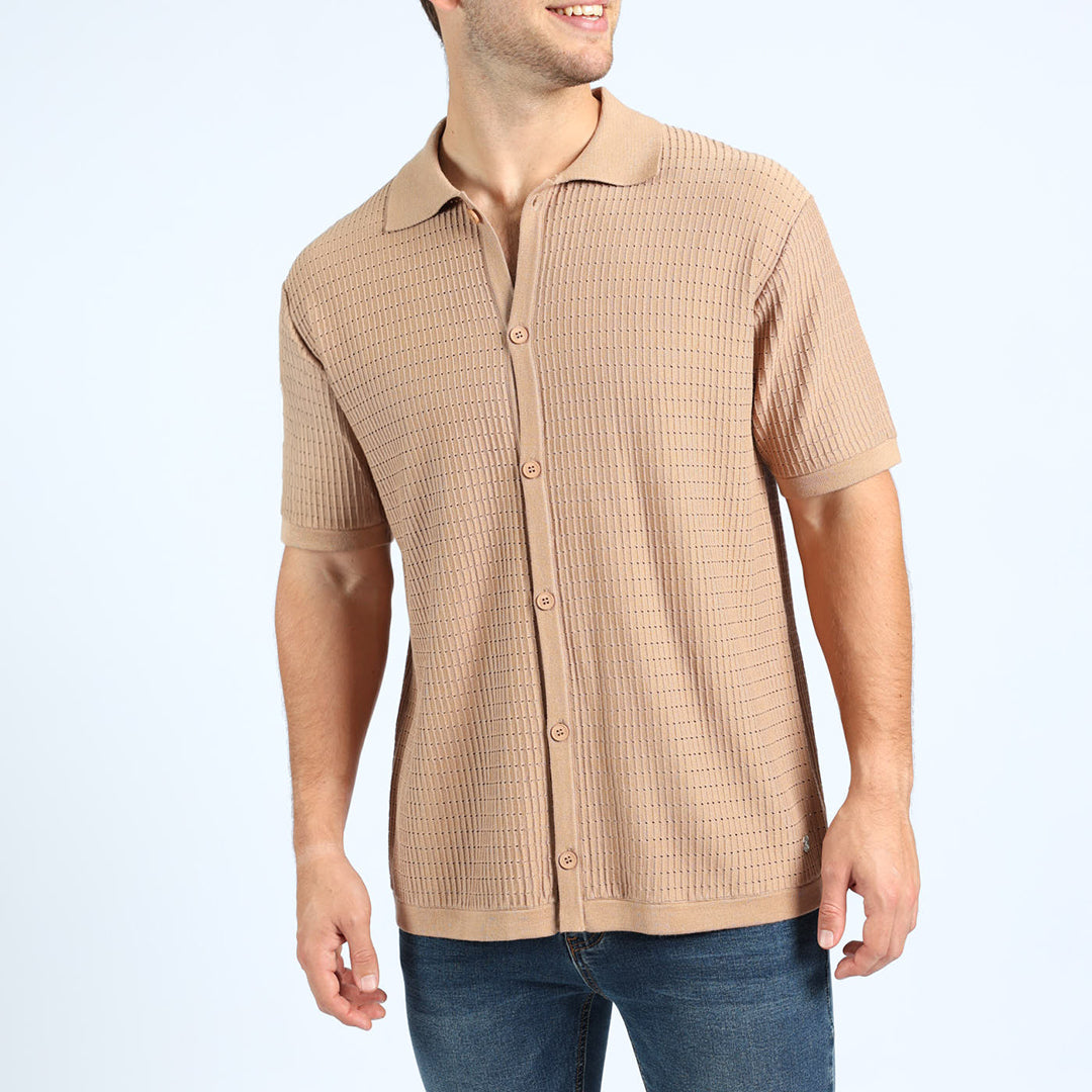 MENS ZAFF TAUPE SHORT SLEEVE SHIRT