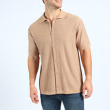 MENS ZAFF TAUPE SHORT SLEEVE SHIRT