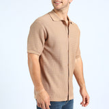 MENS ZAFF TAUPE SHORT SLEEVE SHIRT