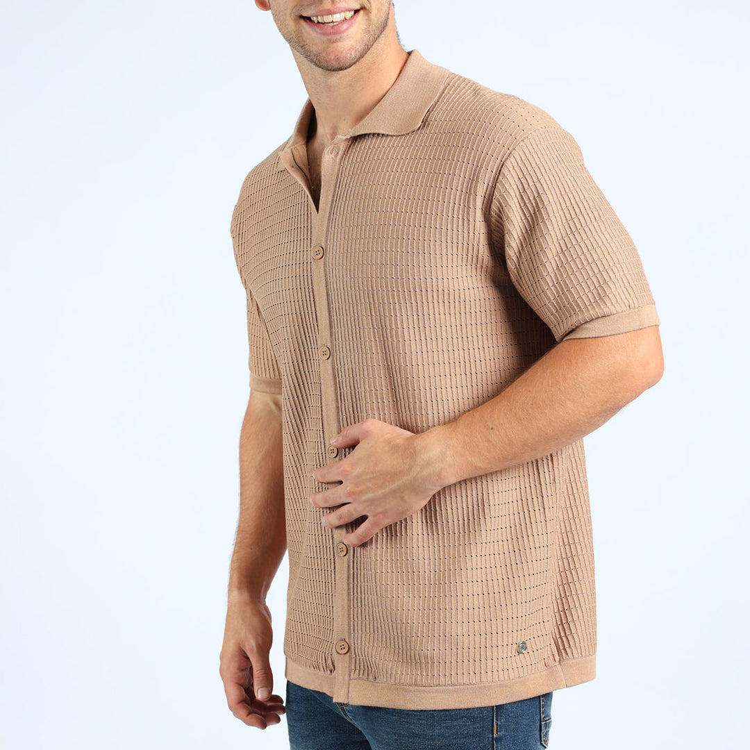 MENS ZAFF TAUPE SHORT SLEEVE SHIRT