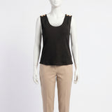 BLACK SLEEVELESS BUTTON DETAIL TOP