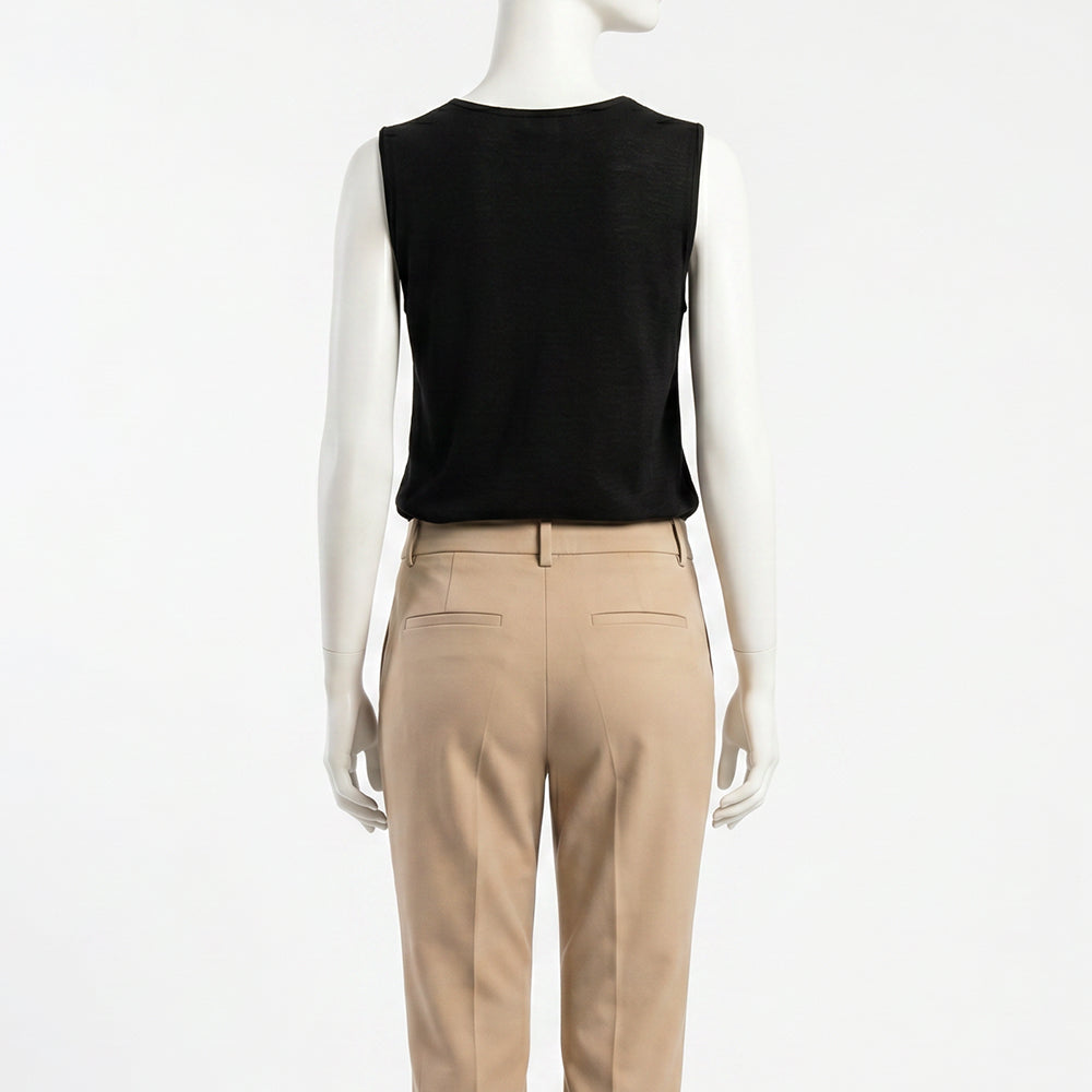 BLACK SLEEVELESS BUTTON DETAIL TOP