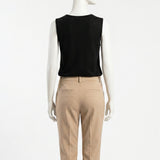 BLACK SLEEVELESS BUTTON DETAIL TOP