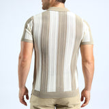 MENS ZAFF BEIGE/CREAM STRIPE POLO