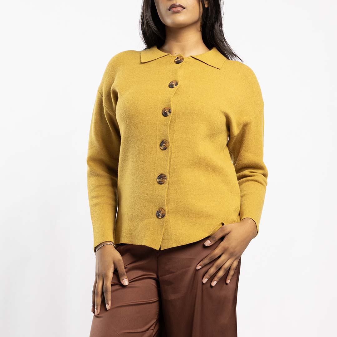OCHRE LONG SLEEVE CARDIGAN