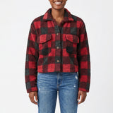 RED/BLACK CHECK LONG SLEEVE CROP SHACKET
