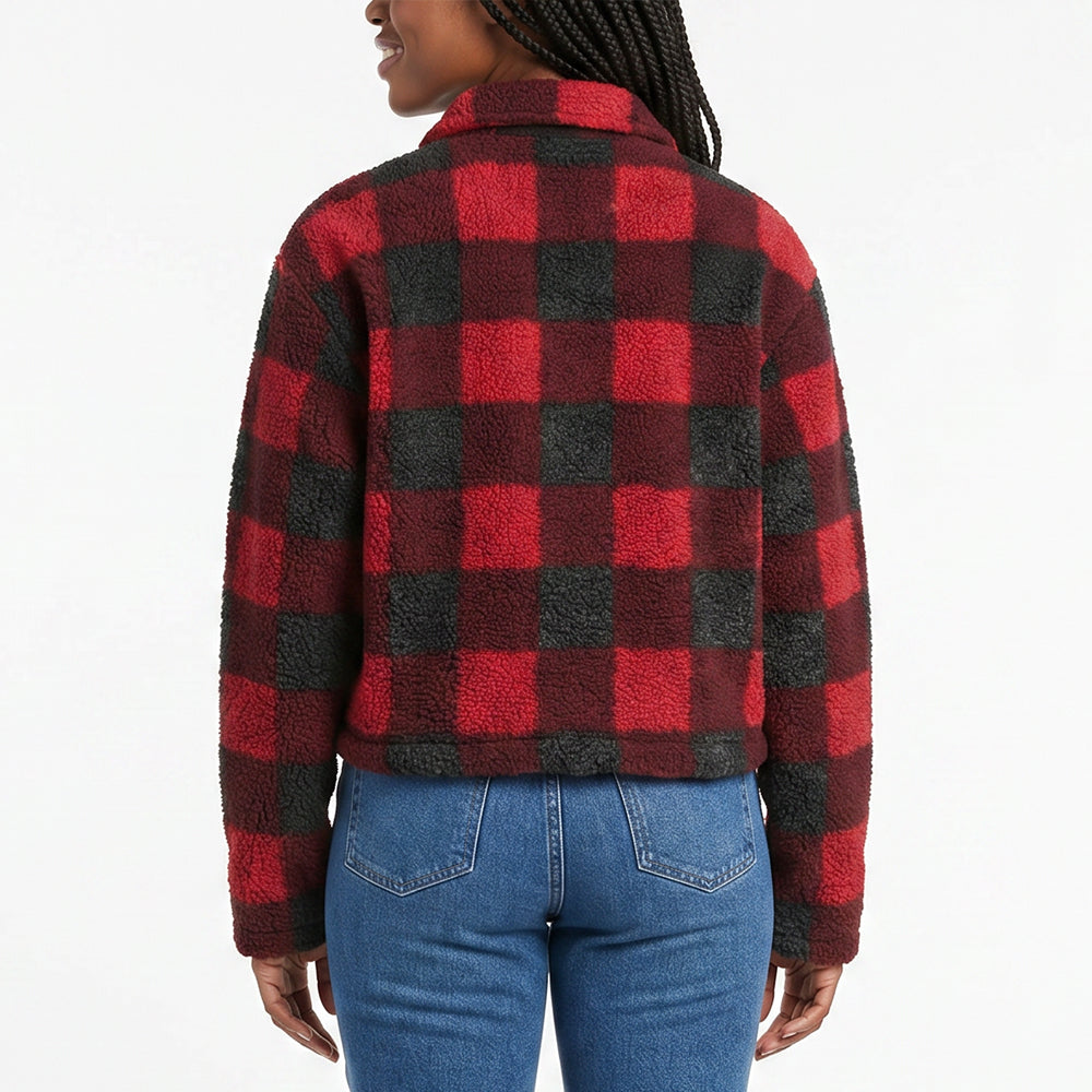 RED/BLACK CHECK LONG SLEEVE CROP SHACKET