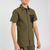 Olive Nylon Pocket Shirt