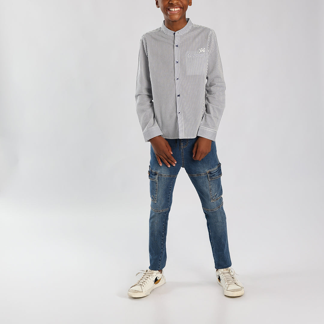 Navy/White Stripe Shirt