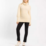 CREAM FUR POLO NECK JERSEY