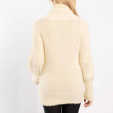 CREAM FUR POLO NECK JERSEY