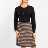 BLACK/STONE LONG SLEEVE DRESS