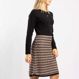 BLACK/STONE LONG SLEEVE DRESS