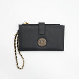 Clasp Wallet.Chain And Pu Strap.Round Ciarra Trim.