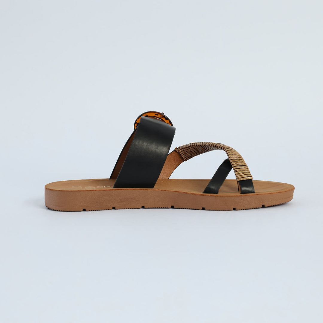 Thong Sandal.Tortoise Shell Trim. CIARRA Fashion Fusion
