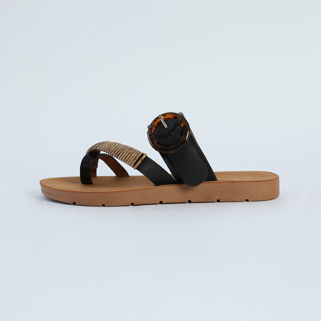 Thong Sandal.Tortoise Shell Trim. CIARRA Fashion Fusion