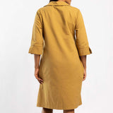 KHAKI LONG SLEEVE SHIRT DRESS