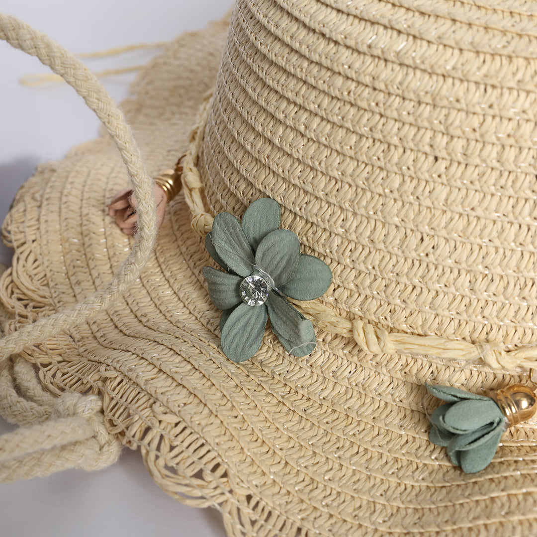 Floral Straw Hat &amp; Bag Set.