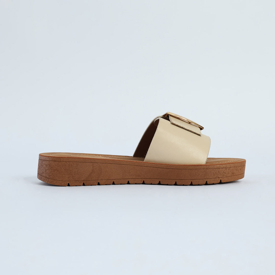 Push In Sandal.Statement Buckle Detail.