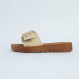 Push In Sandal.Statement Buckle Detail.