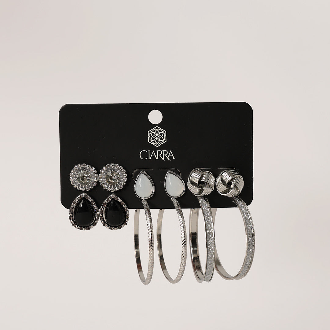 4 Pack Earring Set.Floral.Knot And Loop