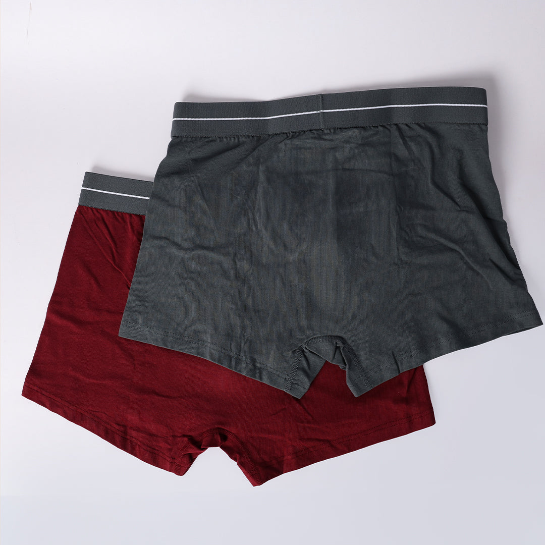 BURGUNDY/CHARCOAL MELANGE 2 PACK KNITTED BOXERS
