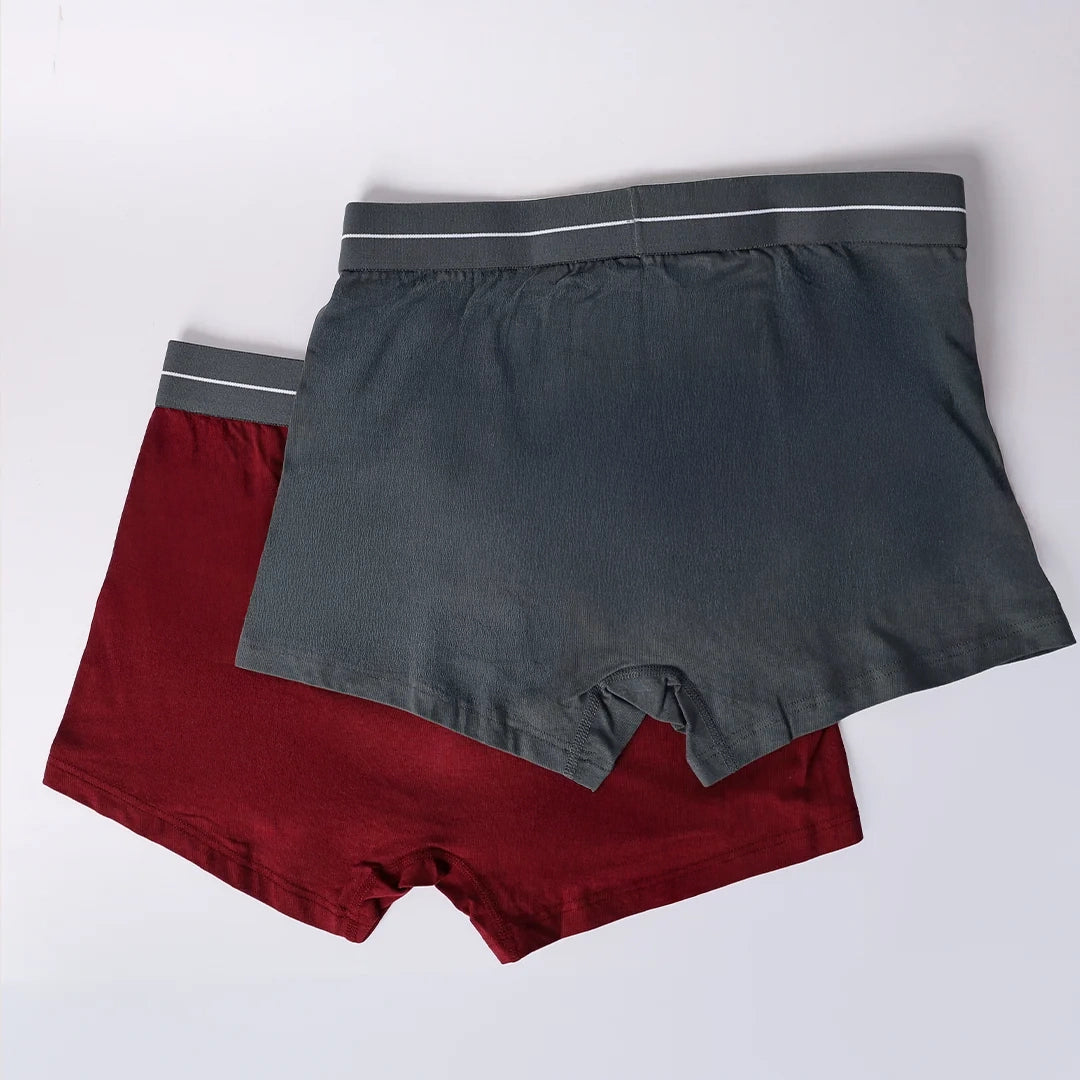 BURGUNDY/CHARCOAL MELANGE 2 PACK KNITTED BOXERS