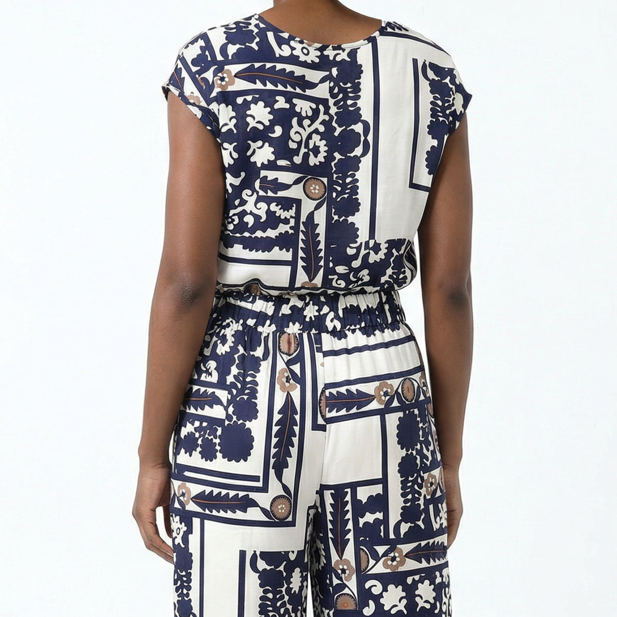 LADIES PRINTED V NECK TOP