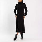 BLACK POLO NECK JERSEY DRESS