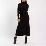 BLACK POLO NECK JERSEY DRESS