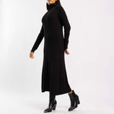 BLACK POLO NECK JERSEY DRESS