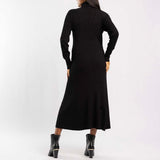 BLACK POLO NECK JERSEY DRESS
