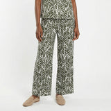 LADIES CIARRA OLIVE PRINTED WIDE LEG PANTS