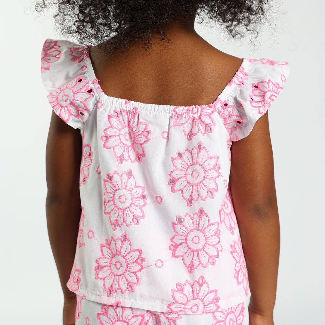 White/Pink Angles Top