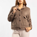 BROWN FUR LONG SLEEVE JACKET