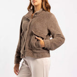 BROWN FUR LONG SLEEVE JACKET