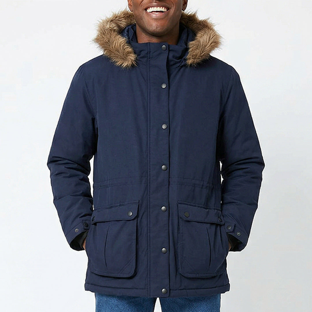 NAVY LONG SLEEVE COAT (WITH BUTTON DETAIL)