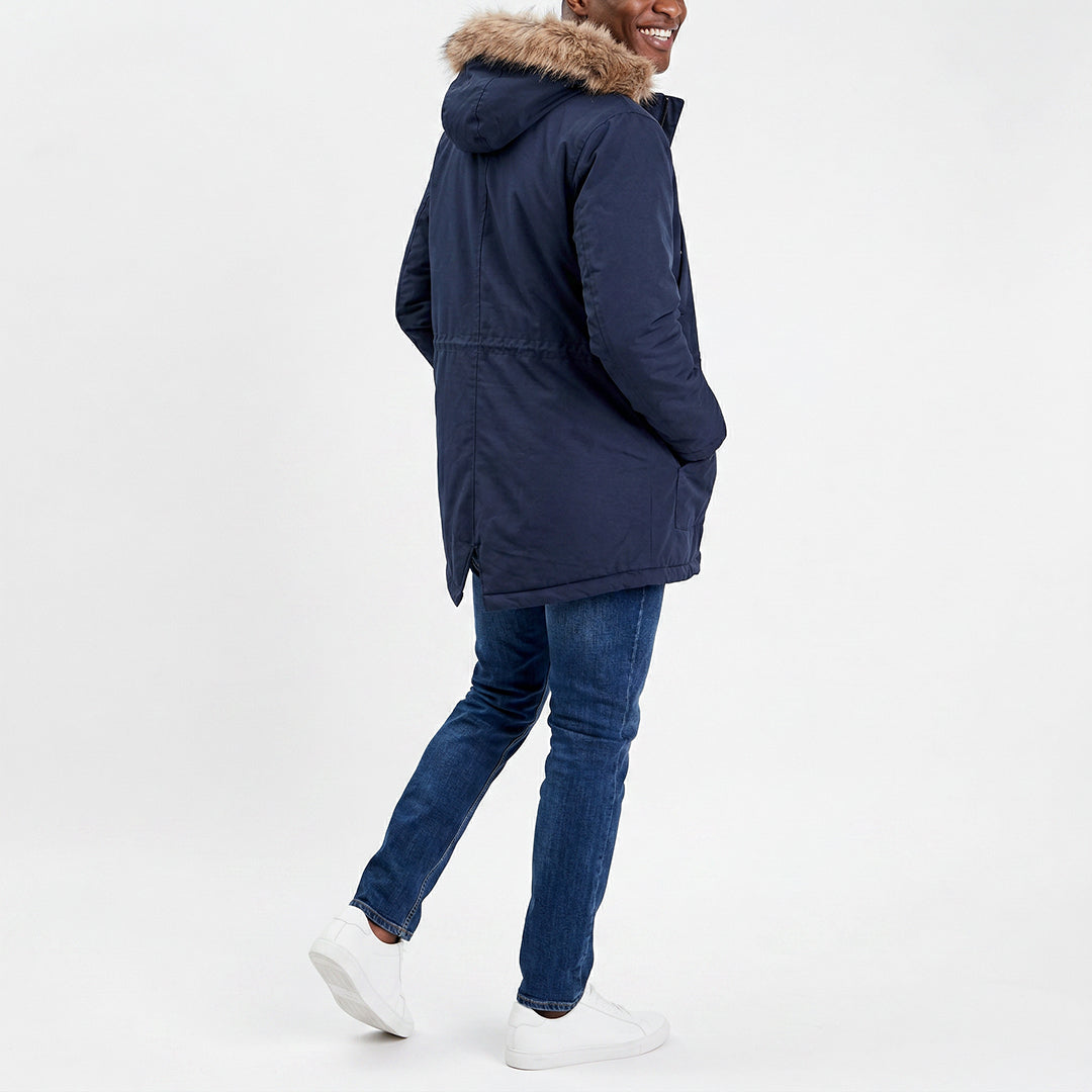 NAVY LONG SLEEVE COAT (WITH BUTTON DETAIL)