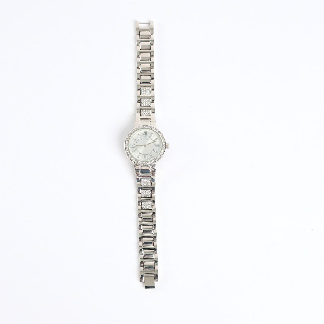 Link Watch.Diamante Frame.Silver Dial.