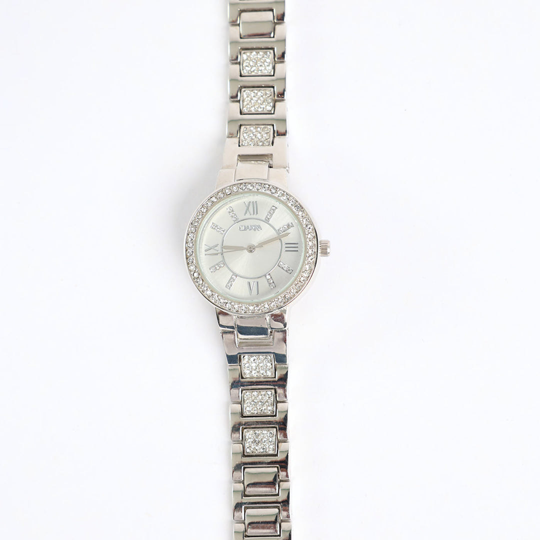 Link Watch.Diamante Frame.Silver Dial.