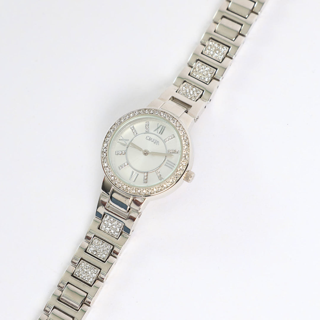 Link Watch.Diamante Frame.Silver Dial.
