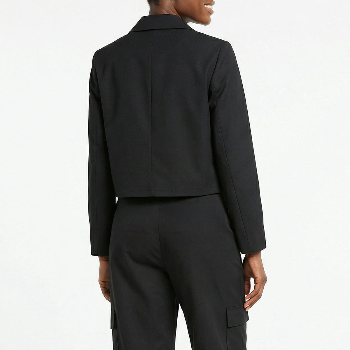 LADIES CIARRA BLACK BUTTON FRONT JACKET