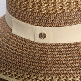 Downturn Straw Sun Hat.Ecru Ribbon Detail.