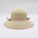 Straw Sun Hat.Bow Detail.Pink Accent.